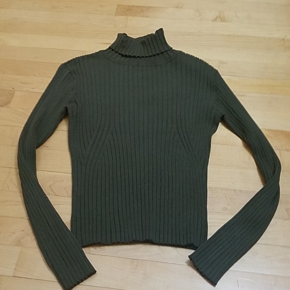 Revue Sweaters - 90s Revue Ribbed Lettuce Hem Cropped Sweater Large
